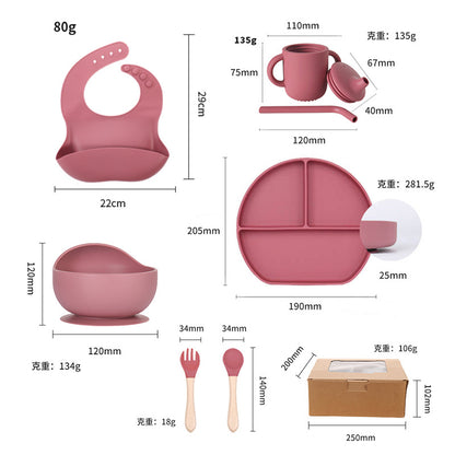 Children's Tableware Feeding Set Baby Silicone Bowl Fork Spoon Baby Food Bowl Dinner Plate Food Grade Silicone Dinner Plate - image 4