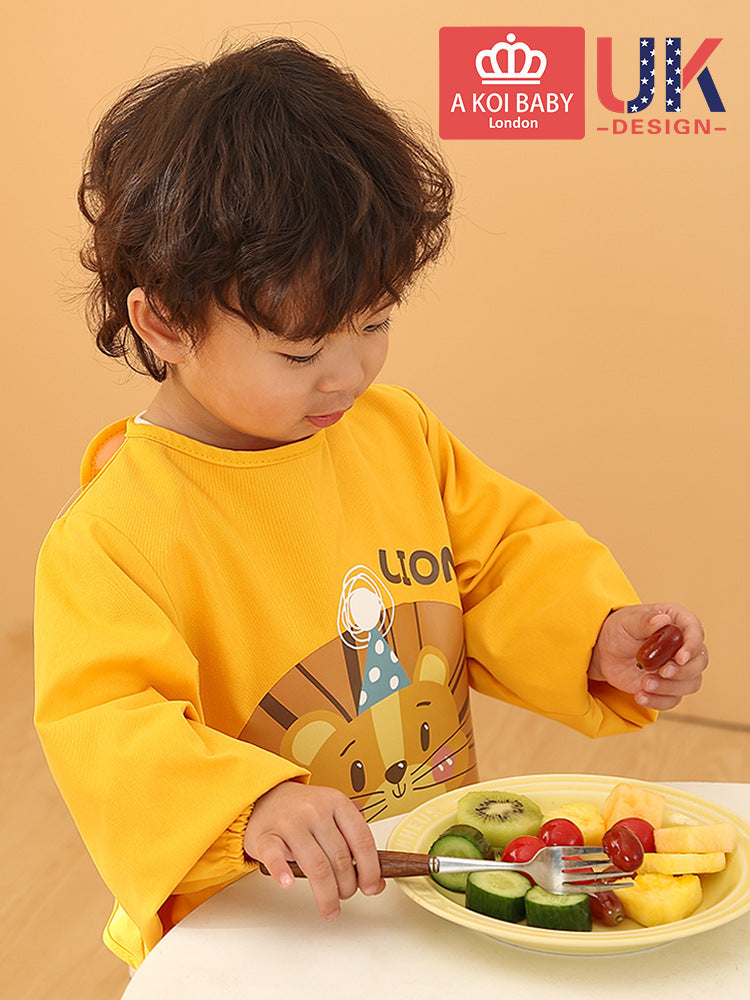 Baby coverall children's long-sleeved waterproof anti-dressing baby eating bib anti-dirty lengthened protective clothing painting autumn and winter - image 4