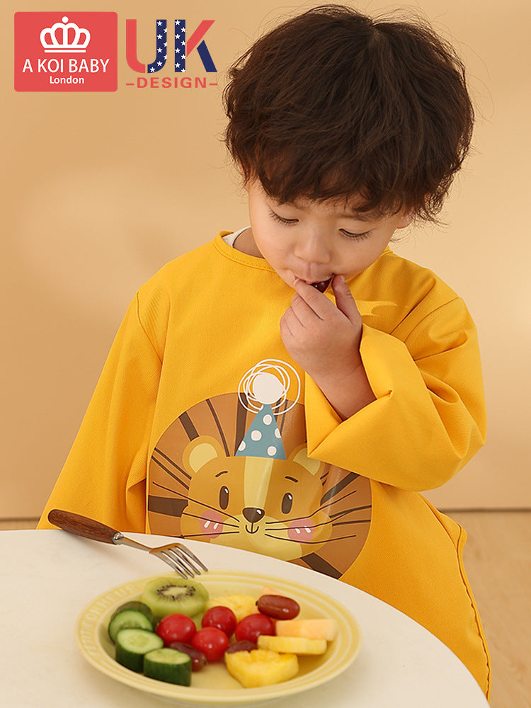 Baby coverall children's long-sleeved waterproof anti-dressing baby eating bib anti-dirty lengthened protective clothing painting autumn and winter - image 5