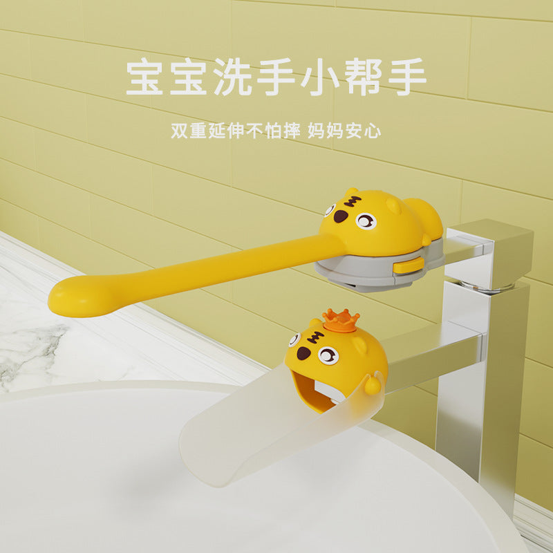 Little Tiger Cartoon Silicone Faucet Switch Extender Kidsren's Baby Hand Washing Anti-Splash Extension Extender - image 1