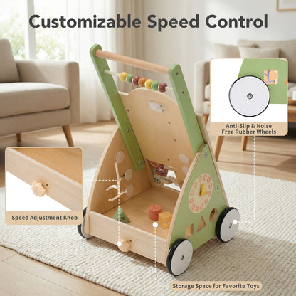 Wooden Adjustable-Speed Baby Walker