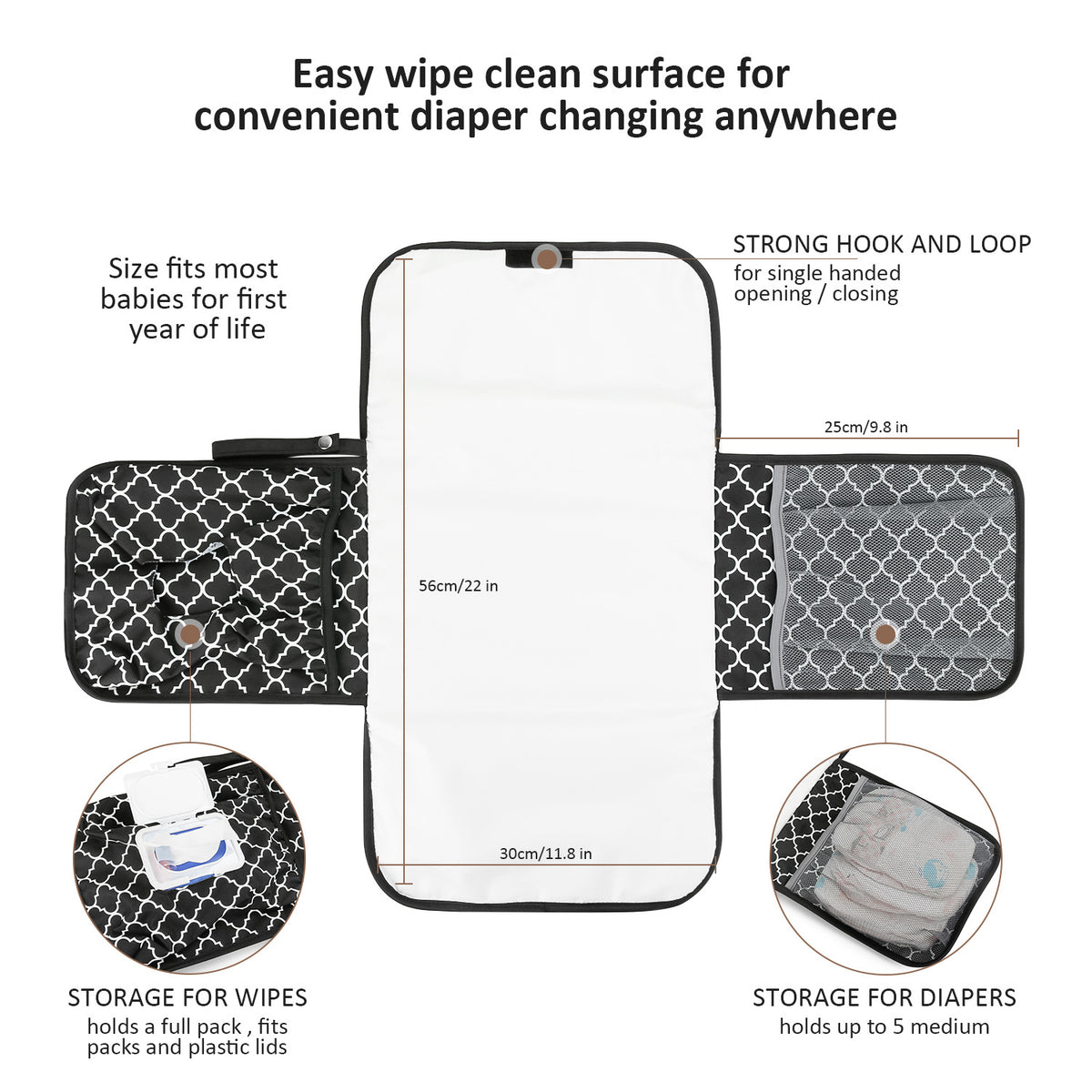 Cpc Baby Changing Diaper Pad, Portable Waterproof Diaper Pad for Mother and Baby Travel, Wet Wipes Bag, Simple Mommy Bag - image 3