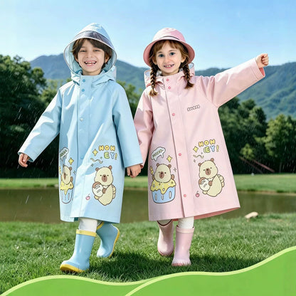 Free Shipping Kidsren's Whole Body Primary and Secondary School Students' Enlarged Schoolbags Baby Ponchos Thickeneded Long Waterproof Kindergarten Raincoats - image 2