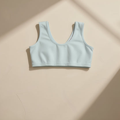 Pure cotton girls' vest with molded cup and fixed double shoulder straps