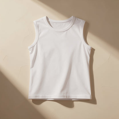 Pure cotton girls' vest with molded cup and fixed double shoulder straps - view 2