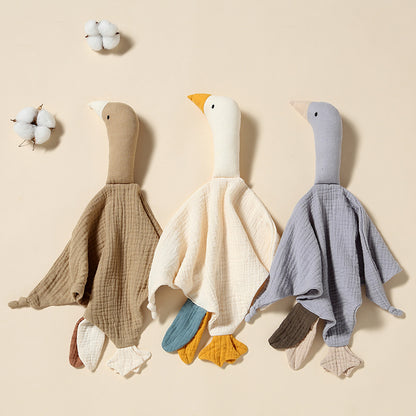 Wrinkled Cloth Comfort Towel Baby Grasping Toy Baby Sleeping Pure Cotton Gauze Little Swan Sleep Soothing Hand Puppet Pure Cotton Toy - image 4