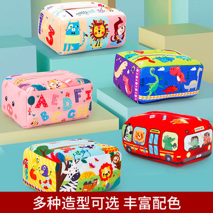 Manufacturer Baby Tissue Box That Cannot Be Torn Apart, Tissue Paper Toy, Baby 0-1 Years Old Learning Tissue Paper, Early Education Cloth Book - image 2