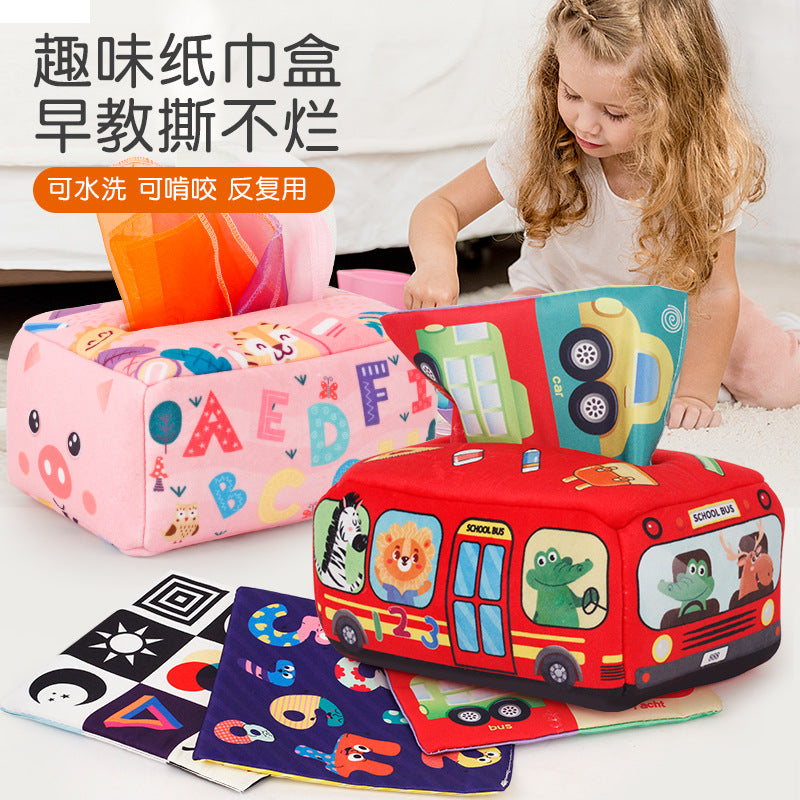 Manufacturer Baby Tissue Box That Cannot Be Torn Apart, Tissue Paper Toy, Baby 0-1 Years Old Learning Tissue Paper, Early Education Cloth Book - image 3