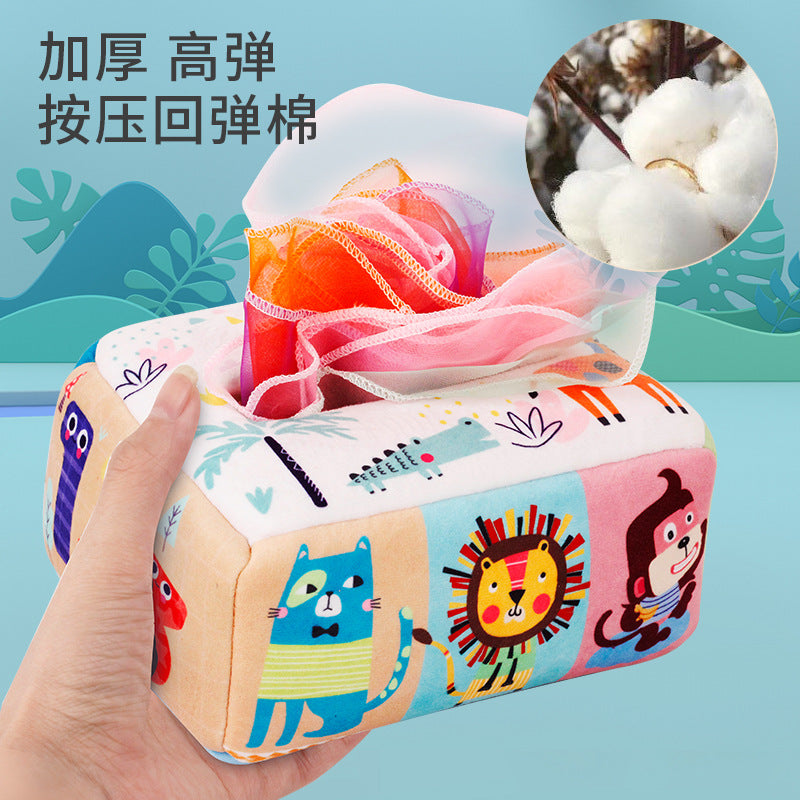 Manufacturer Baby Tissue Box That Cannot Be Torn Apart, Tissue Paper Toy, Baby 0-1 Years Old Learning Tissue Paper, Early Education Cloth Book - image 4
