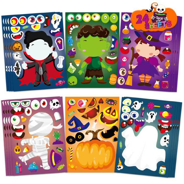 Halloween Toy Game Stickers Cartoon Kids Puzzle Stickers Halloween Party Event Gift Stickers - image 1