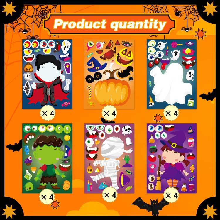 Halloween Toy Game Stickers Cartoon Kids Puzzle Stickers Halloween Party Event Gift Stickers - image 3