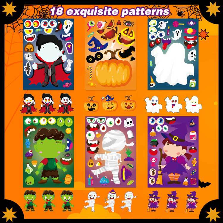 Halloween Toy Game Stickers Cartoon Kids Puzzle Stickers Halloween Party Event Gift Stickers - image 4