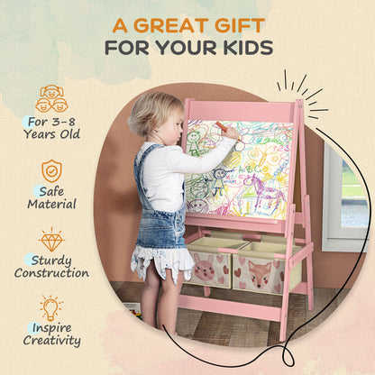 Art Easel for Kids with Paper Roll, Blackboard, Whiteboard,