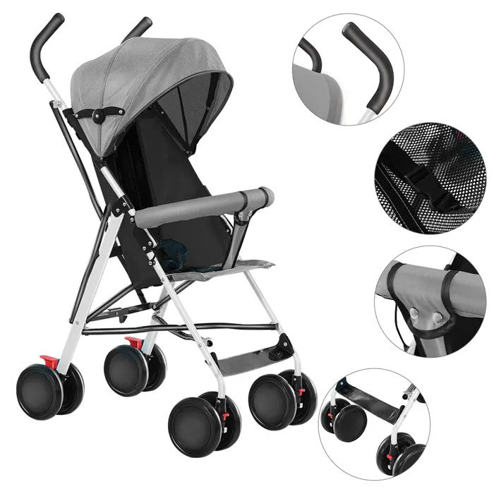 Foldable Baby Stroller Pram Pushchair with Sunshade Foot Brake
