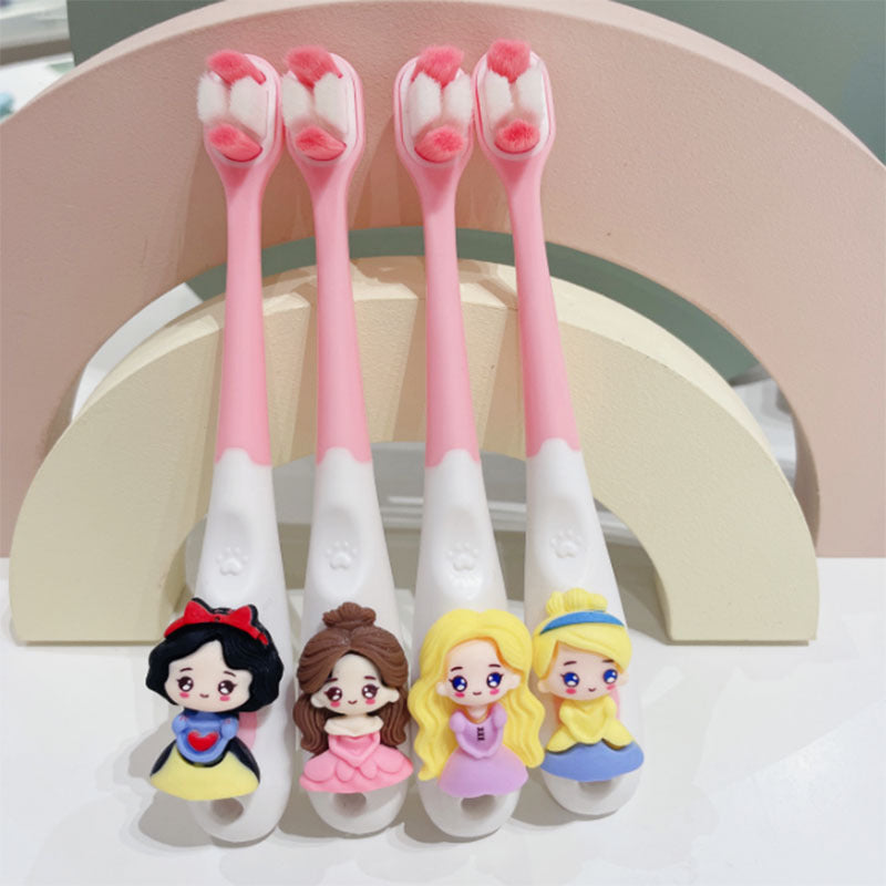 4-Pack Princess Children's Toothbrushes with Soft Bristles for Ages 3-6 and 6-12, Beginner Baby Toothbrushes for Protecting Teeth, Multi-Bristle for Baby Teeth, Ages 4-12 - image 1