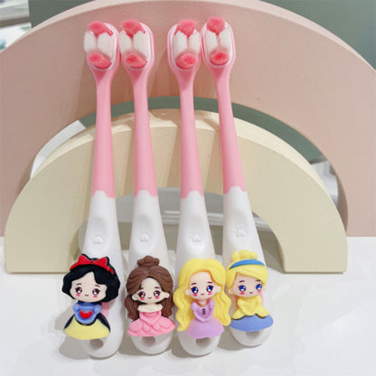 4-Pack Princess Children's Toothbrushes with Soft Bristles for Ages 3-6 and 6-12, Beginner Baby Toothbrushes for Protecting Teeth, Multi-Bristle for Baby Teeth, Ages 4-12 - image 1