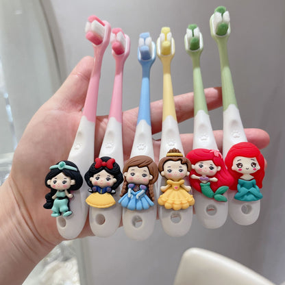 4-Pack Princess Children's Toothbrushes with Soft Bristles for Ages 3-6 and 6-12, Beginner Baby Toothbrushes for Protecting Teeth, Multi-Bristle for Baby Teeth, Ages 4-12 - image 2