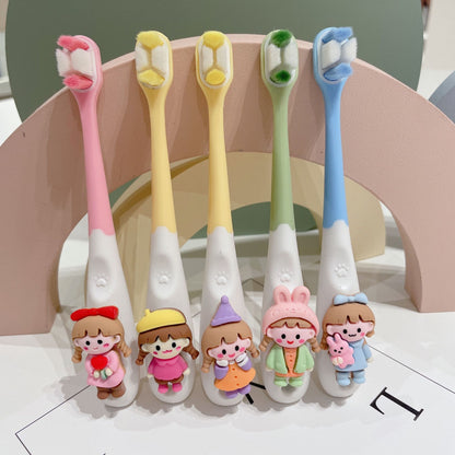 4-Pack Princess Children's Toothbrushes with Soft Bristles for Ages 3-6 and 6-12, Beginner Baby Toothbrushes for Protecting Teeth, Multi-Bristle for Baby Teeth, Ages 4-12 - image 3