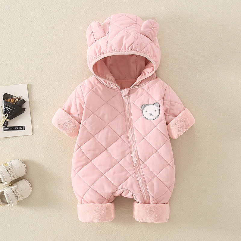 One-Piece Baby Jumpsuit for Autumn and Winter, Thickened with Cotton, Class a Newborn Romper, Warm Crawling Suit for Babies Going Out, Cross-Border - image 4