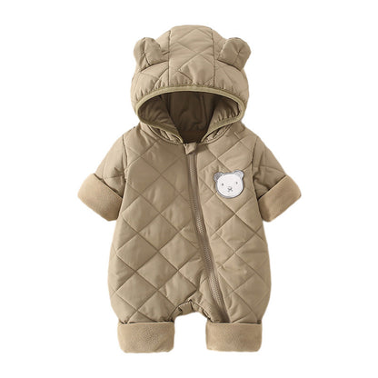 One-Piece Baby Jumpsuit for Autumn and Winter, Thickened with Cotton, Class a Newborn Romper, Warm Crawling Suit for Babies Going Out, Cross-Border - image 5