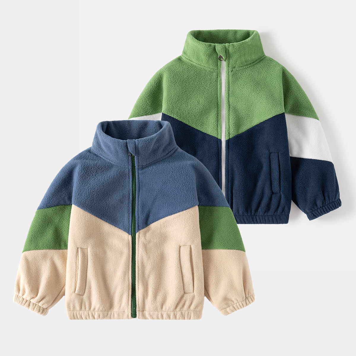 Foreign Trade Children's Clothing 2026 Autumn New Style Children's Fleece Jacket Boys' Color-Blocked Casual Tops Wholesale - image 1
