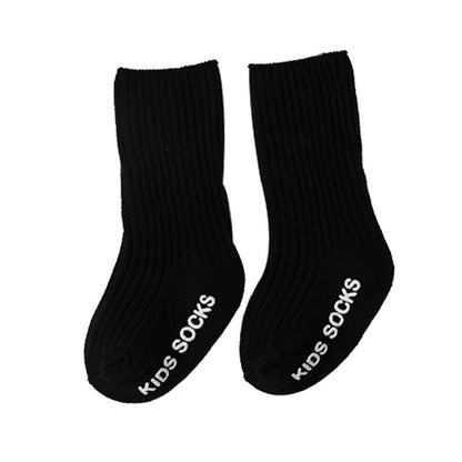 Baby double needle mid-calf socks autumn and winter children's pile socks infant non-slip floor socks solid color Spanish pit - image 5