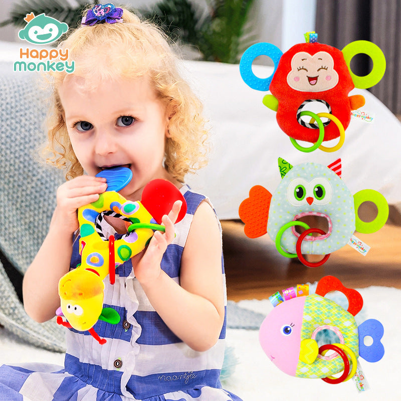 Baby hand-held rattle bite music teether can bite baby grip training - image 1