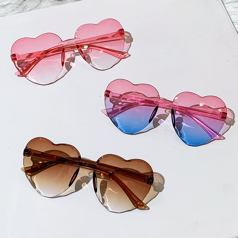 New Korean-style children's heart sunglasses trendy love baby sunglasses cute glasses vintage sunglasses - image 2