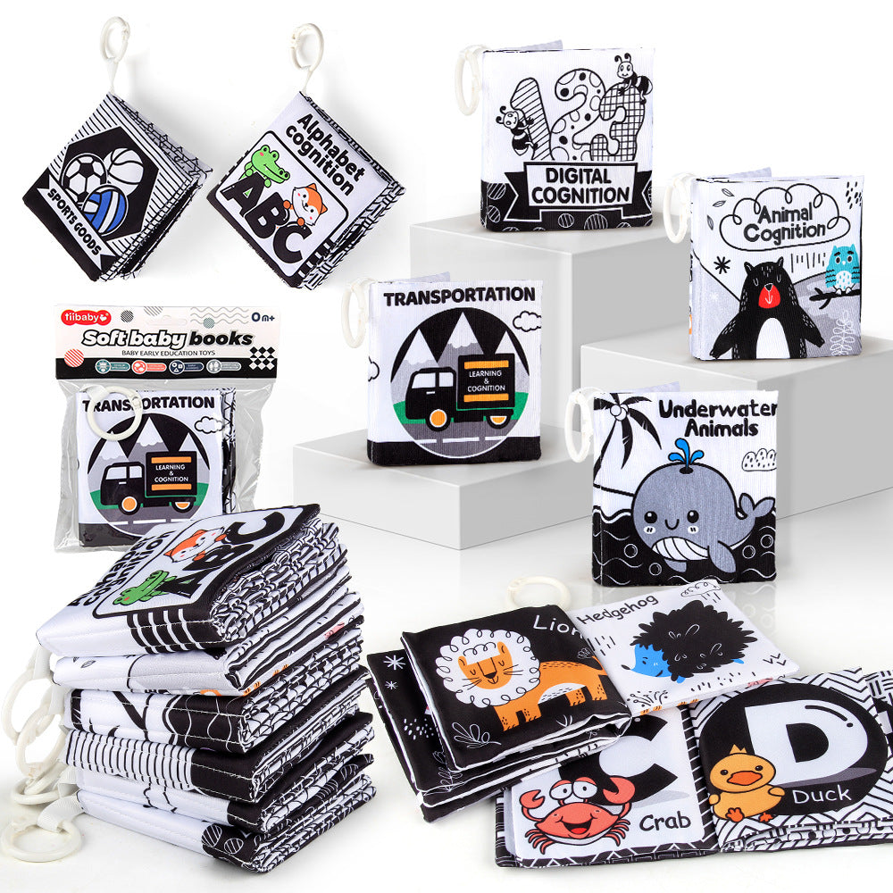 new with BB call 5 pages 10 black and white baby cloth book tear baby cloth book early education toys - image 1