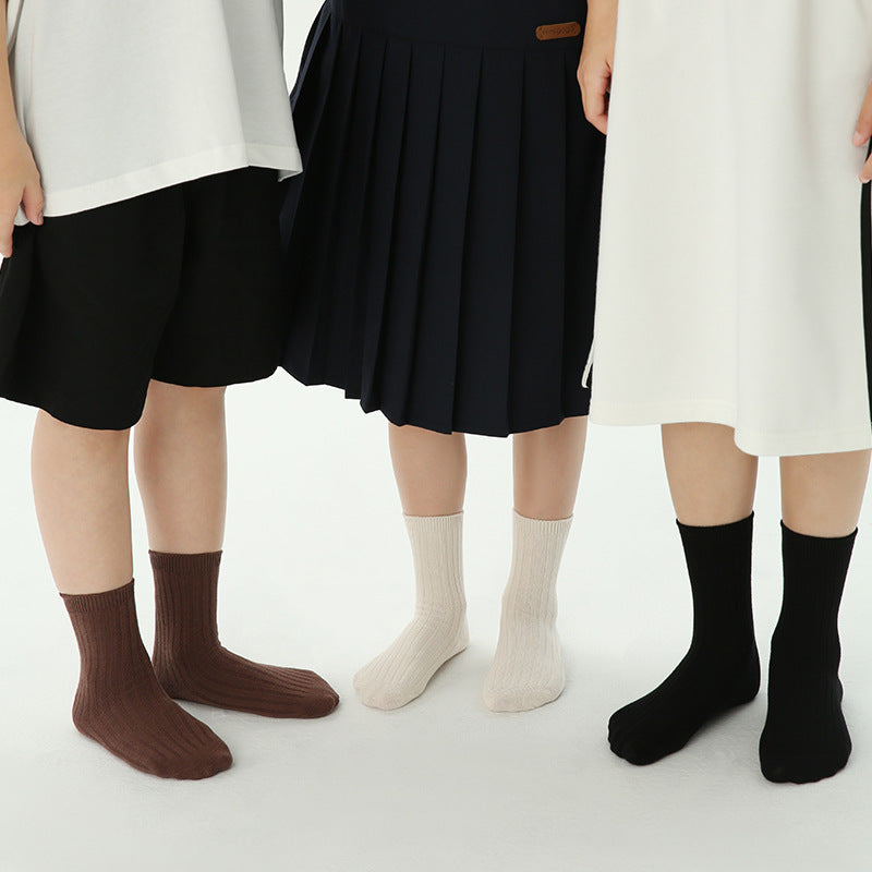 1485 Children's Socks Wholesale Autumn New 20 Color Double Needle Baby Socks Breathable Cotton Plain Socks for Boys and Girls - image 2