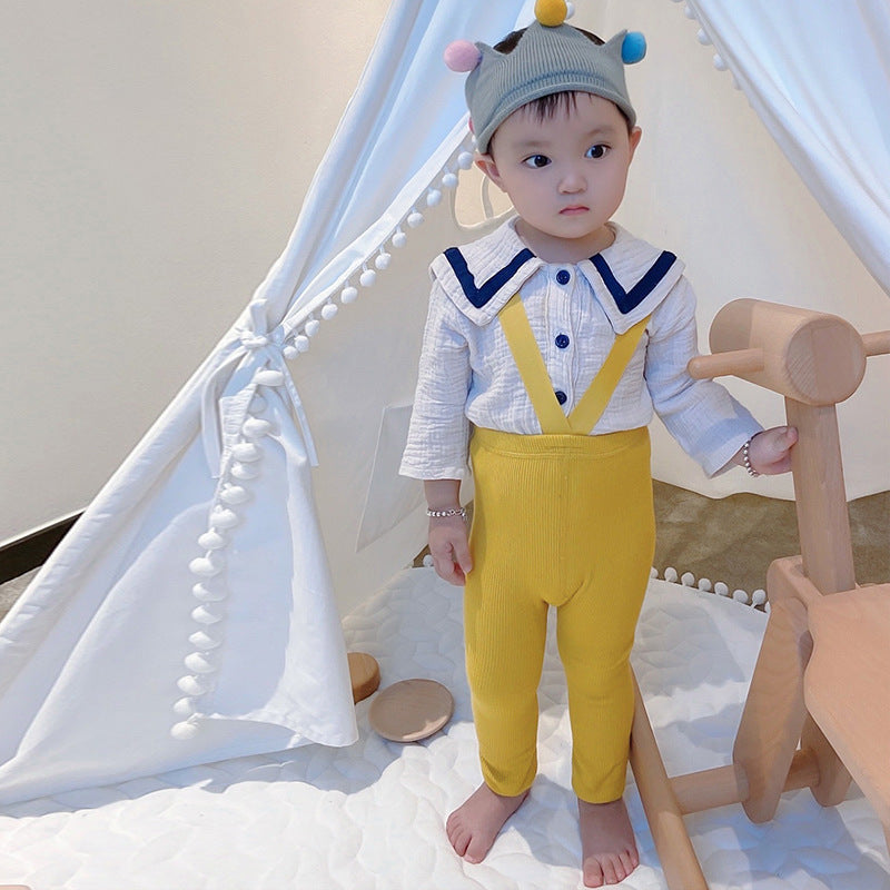 Internet Popular Foreign Trade Weightlifting Pants Baby Pantyhose Spring and Autumn Baby 9 Leggings High Waist Belly Protecting Pants Children - image 1