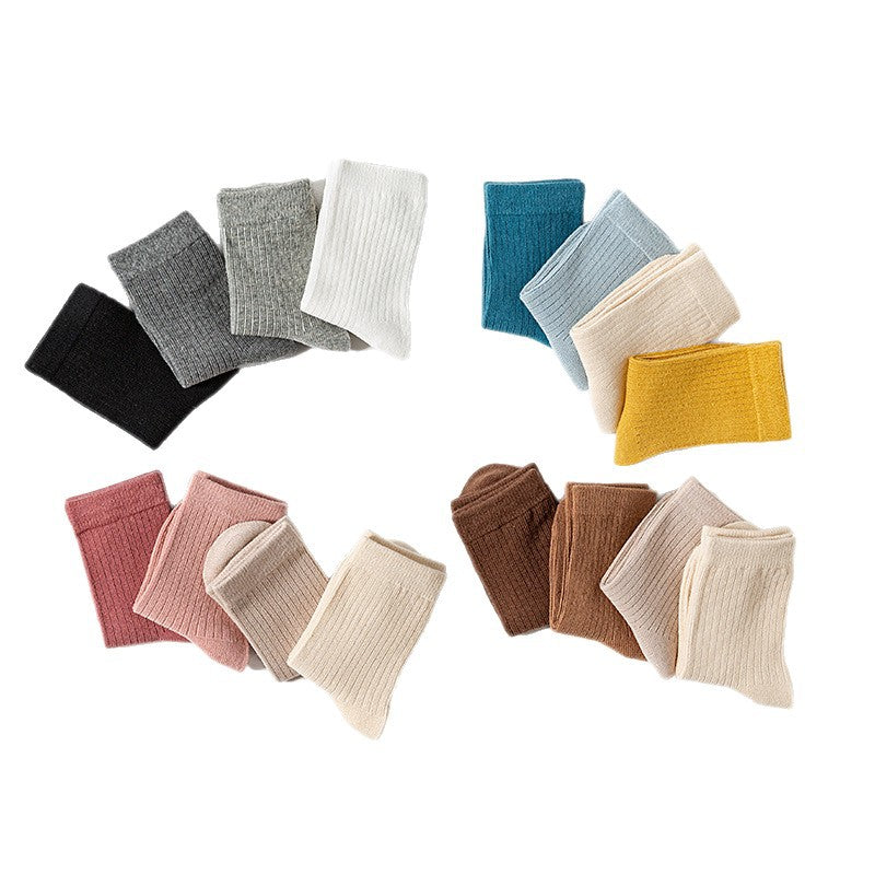 Children's Socks, Class a Cotton, Korean Style, Solid Color, Vertical Stripes, Double-Needle Ribbed Baby Socks, Girls' Autumn and Winter Socks, Boys' and Girls' Cotton Socks Wholesale - image 5