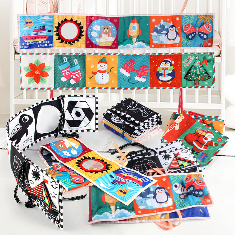 Baby Early Education Educational Toys Double-Sided Black and White Cloth Book Kidsren's Bedside Pendant Cognitive Color Shape Baby Cloth Book - image 1