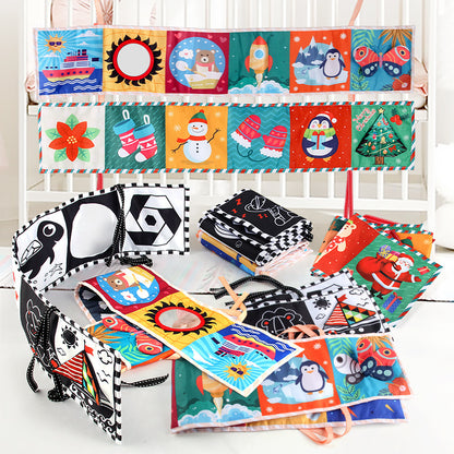 Baby Early Education Educational Toys Double-Sided Black and White Cloth Book Kidsren's Bedside Pendant Cognitive Color Shape Baby Cloth Book - image 1