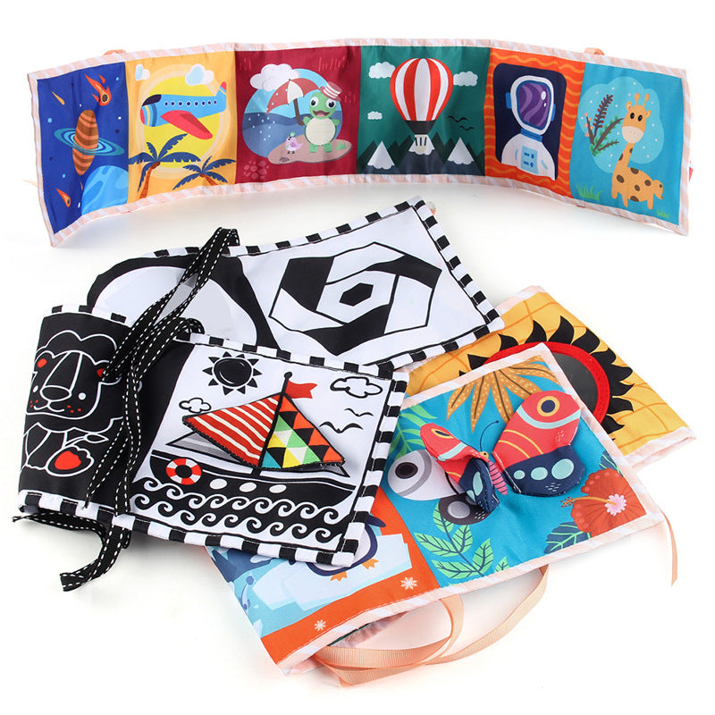 Baby Early Education Educational Toys Double-Sided Black and White Cloth Book Kidsren's Bedside Pendant Cognitive Color Shape Baby Cloth Book - image 2