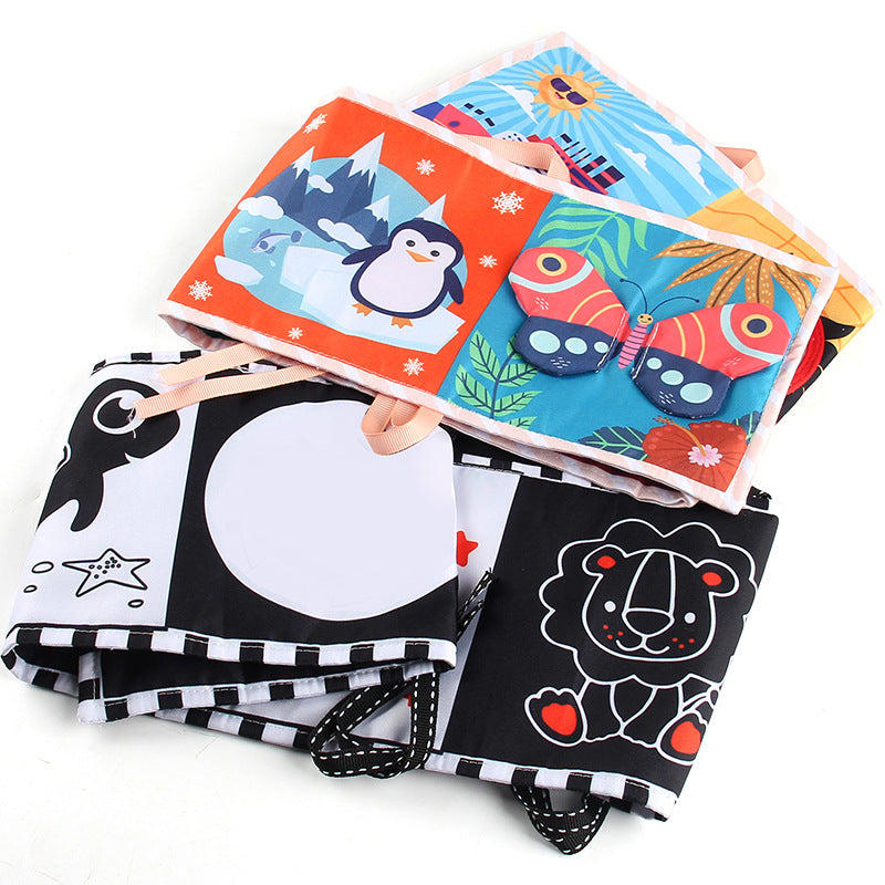Baby Early Education Educational Toys Double-Sided Black and White Cloth Book Kidsren's Bedside Pendant Cognitive Color Shape Baby Cloth Book - image 4