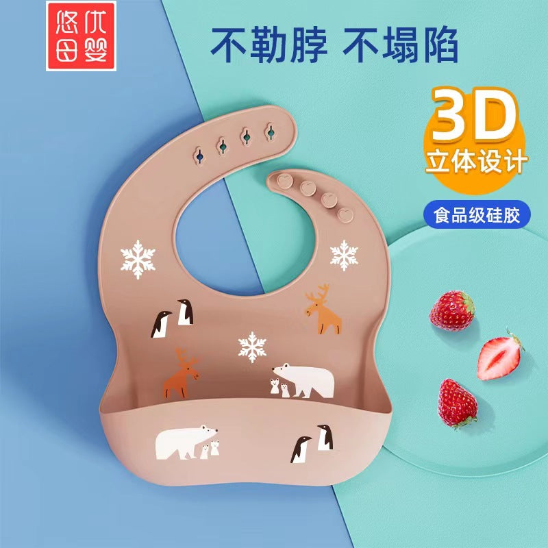 Children's Silicone Bib Thickened Baby Bib Dinner Baby Bib Water Towel 3D Stereoscopic Baby Products - image 4