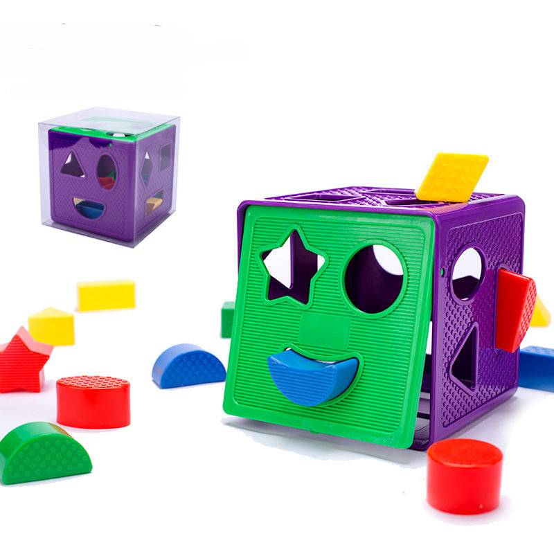 Children's educational geometric shape cognitive matching square plastic building blocks kindergarten baby intelligence box toys - image 1