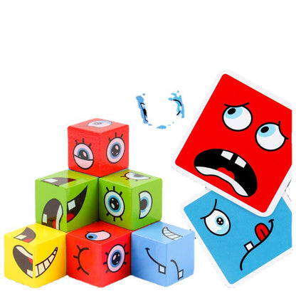 Cross-Border Amazon Children's Face-Changing Expression Cube Fun Desktop Parent-Child Game Early Education Educational Building Blocks Toy - image 3
