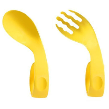 Training Spoon Curved Handle Fork and Spoon Set Elbow Kidsren's Tableware Storage Box Feeding Baby Independent Eating Aid - image 5