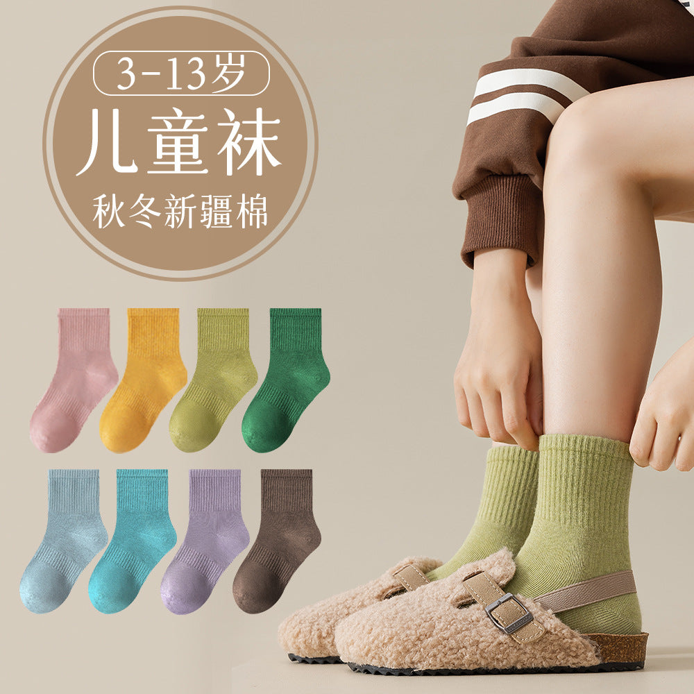 Children's Socks Boys' Pure Cotton Spring and Autumn Baby Boys' Mid-Tube Socks Autumn and Winter Girls' Pure Cotton Socks Cotton Socks - image 1