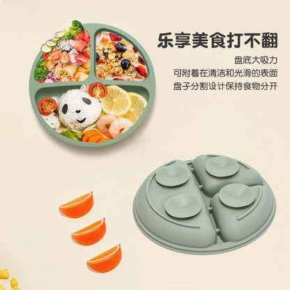 Cross-border wholesale children's tableware complementary bowl silicone plate baby fork spoon bib 8-piece set of anti-fall maternal and infant products - image 2