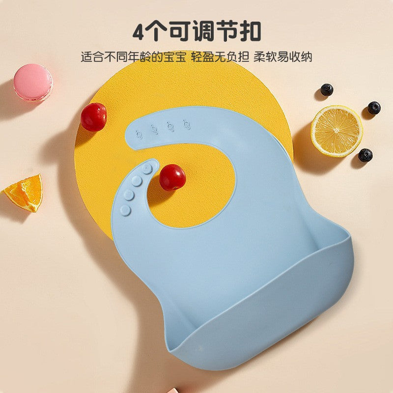 Cross-border wholesale children's tableware complementary bowl silicone plate baby fork spoon bib 8-piece set of anti-fall maternal and infant products - image 3
