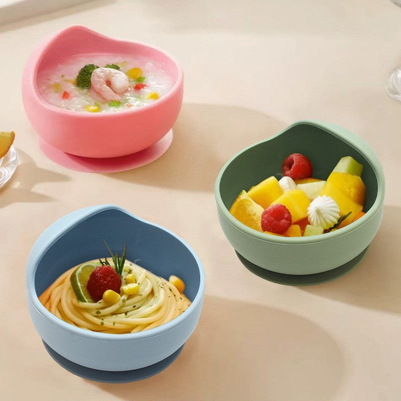 Cross-border wholesale children's tableware complementary bowl silicone plate baby fork spoon bib 8-piece set of anti-fall maternal and infant products - image 4