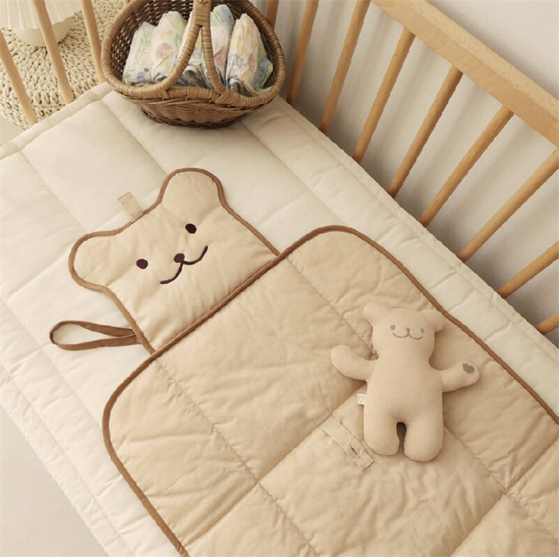 In stock baby portable diaper changing pad multifunctional foldable diaper pad bag bear face portable changing pad - image 2