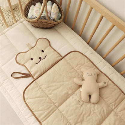 In stock baby portable diaper changing pad multifunctional foldable diaper pad bag bear face portable changing pad - image 2