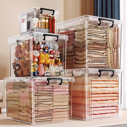 Transparent Storage Box Large Capacity Super Large Household Wardrobe Clothes Plastic Organiser Toy Trunk Storage Box - image 2