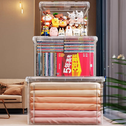 Transparent Storage Box Large Capacity Super Large Household Wardrobe Clothes Plastic Organiser Toy Trunk Storage Box - image 3