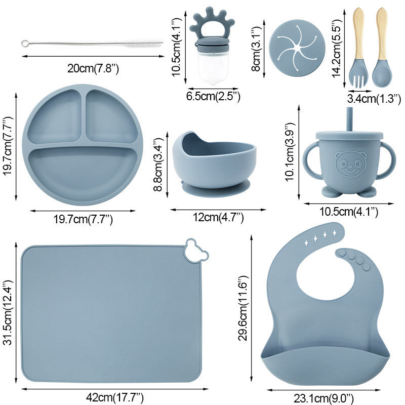 Shenzhen silicone baby tableware feeding suit complementary food plate placemat bib snail bowl maternal and child supplies cross-border - image 2