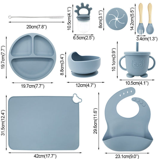 Shenzhen silicone baby tableware feeding suit complementary food plate placemat bib snail bowl maternal and child supplies cross-border - image 2
